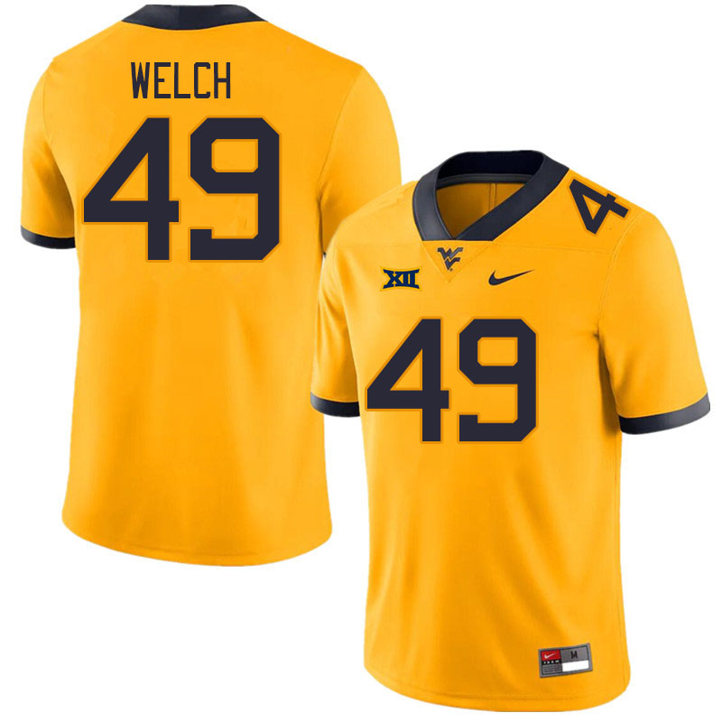 Men #49 Austin Welch West Virginia Mountaineers College Football Jerseys Stitched Sale-Gold